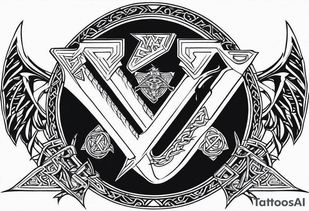 Valhalla sword shield dragon axe Valknut barbed wire
steps tattoo idea Valhalla sword shield dragon axe Valknut barbed wire
steps tattoo idea