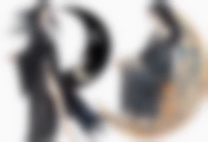 a beautiful 50 year old Dakota woman with pale skin wearing a black robe, standing on a crescent moon with bare feet, a raven on her shoulder tattoo idea