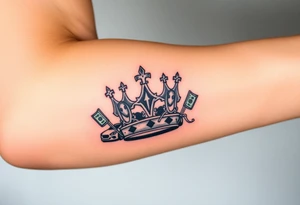 King crown with cars and girls and money tattoo idea