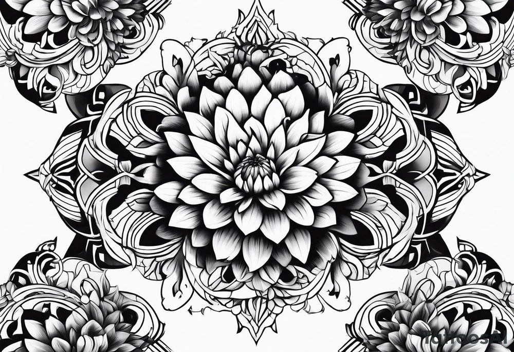 Oroborus and dahlia tattoo idea