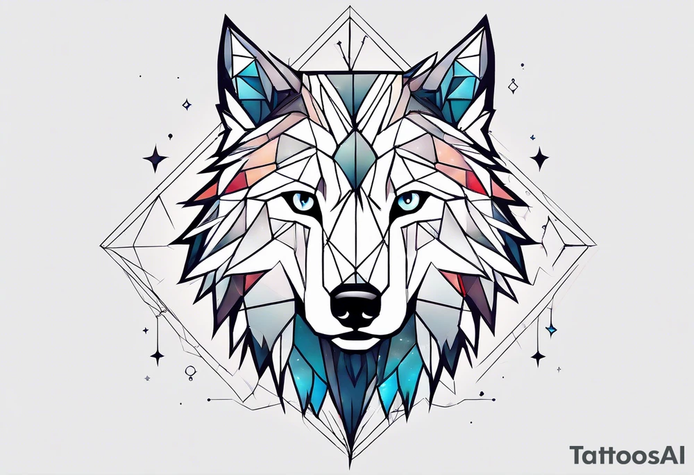 Constellation, two animal wolf, géométric tattoo idea