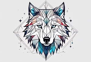 Constellation, two animal wolf, géométric tattoo idea