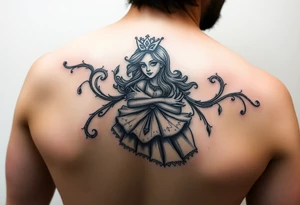 Arm sleeve Alice in wonderland tattoo idea