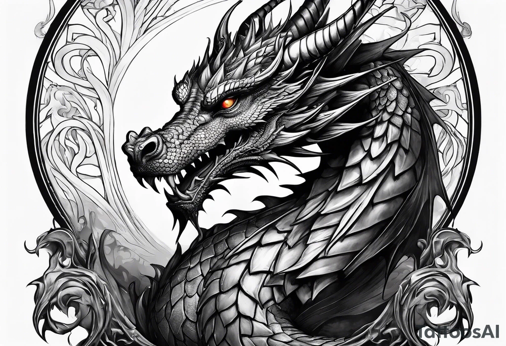 dragon of tyr holding orb tattoo idea