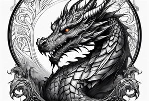 dragon of tyr holding orb tattoo idea