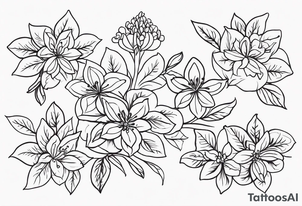 Minimalist Henna inspired azaleas tattoo idea