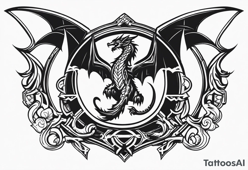 Valhalla sword shield dragon axe valkyrie tattoo idea