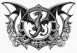 Valhalla sword shield dragon axe valkyrie tattoo idea