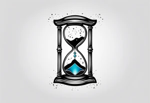 I want a tattoo-inspired design for a t-shirt that features a bold and detailed hourglass with galaxy tattoo idea