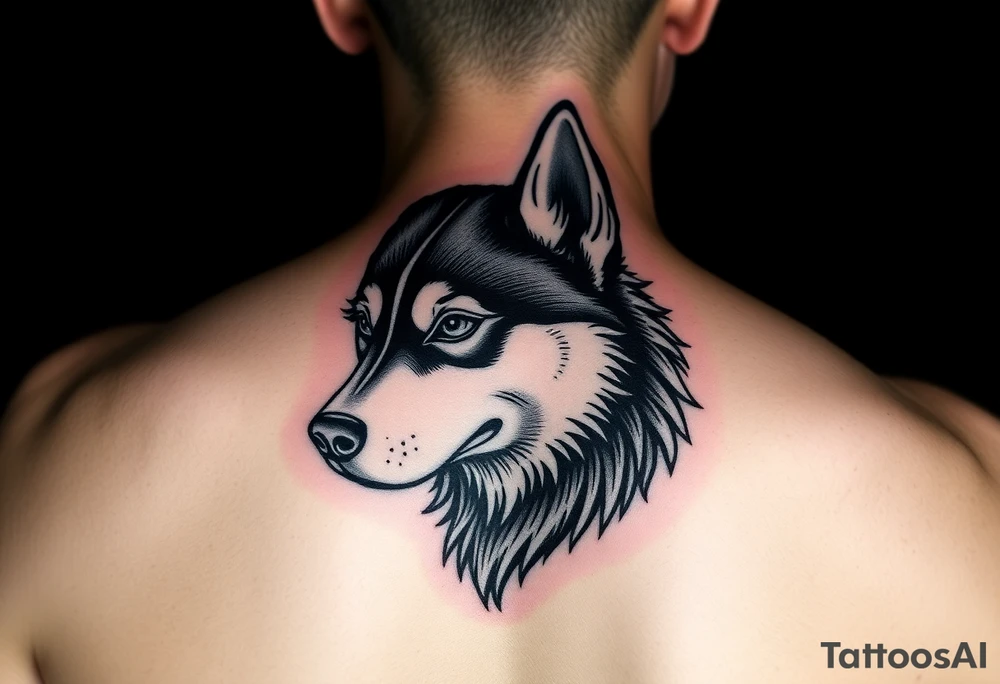 Majestic Siberian husky tattoo idea