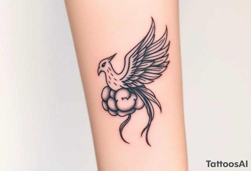 A phoenix flying out of a brain tattoo idea