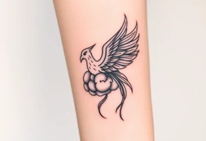 A phoenix flying out of a brain tattoo idea