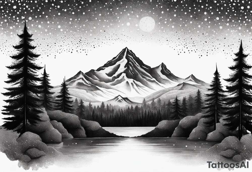 mountain and trees tattoo idea
