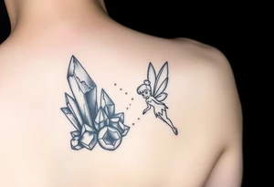 crystals and the moon and tinkerbell tattoo idea