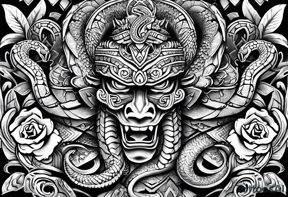 aztec snakes together tattoo idea