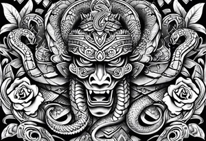 aztec snakes together tattoo idea