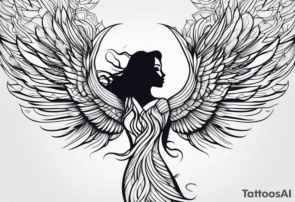 Woman rising like the phoenix tattoo idea