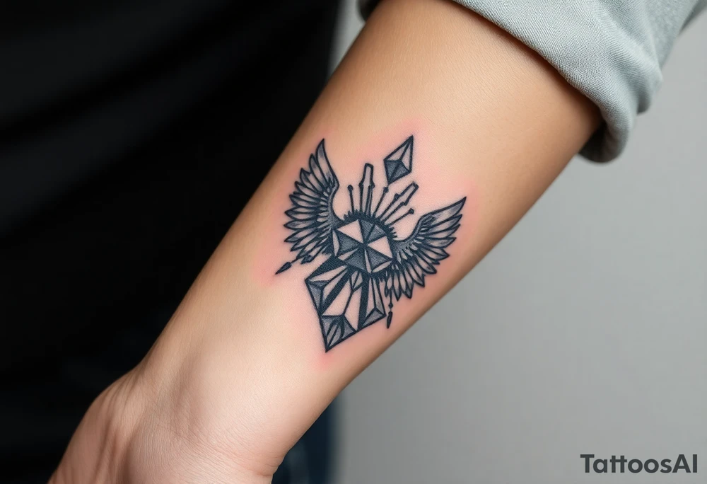 cast all your anxiety on him because he cares for you" with angels tattoo idea