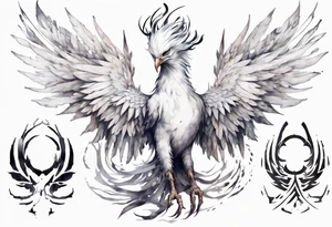 a white phoenix with an iron circlet on its head tattoo idea