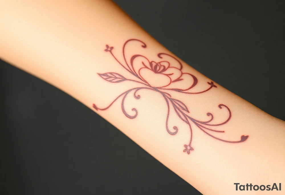 A delicate wedding bouguet flowing in the wind, adorned with lace patterns and soft, romantic shading tattoo idea