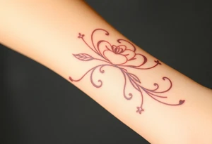 A delicate wedding bouguet flowing in the wind, adorned with lace patterns and soft, romantic shading tattoo idea