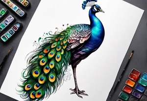 Peacock music tattoo idea