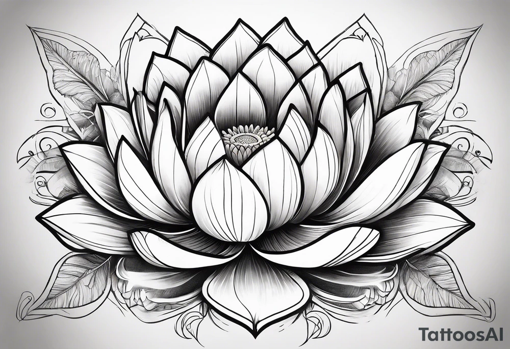 Lotus flower with fine lines and arrows tattoo idea