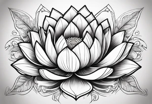 Lotus flower with fine lines and arrows tattoo idea