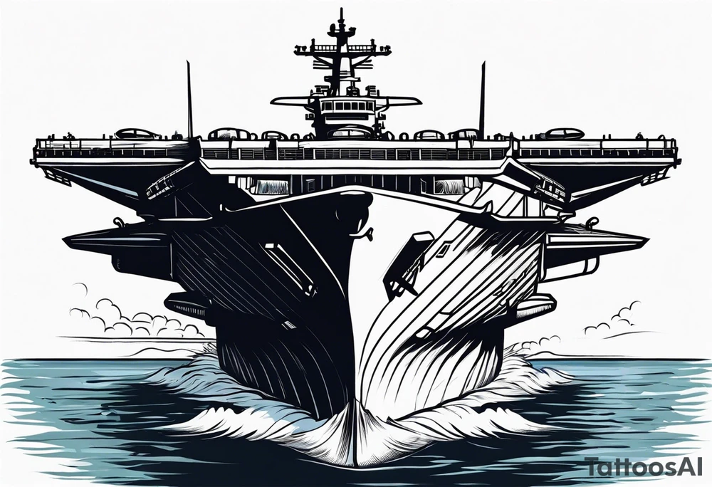 aircraft carrier front view tattoo idea