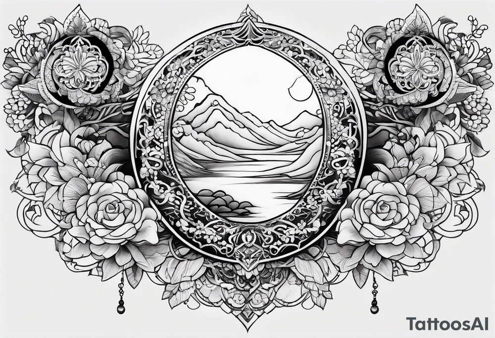 sternum tattoo moon and lace tattoo idea