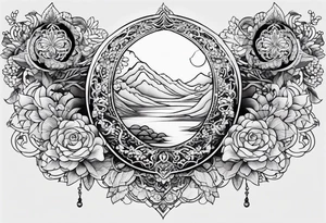 sternum tattoo moon and lace tattoo idea
