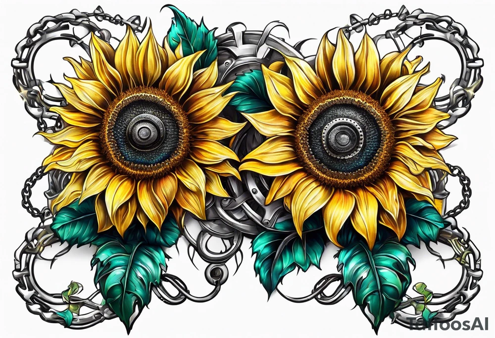 Sunflower chain tattoo idea