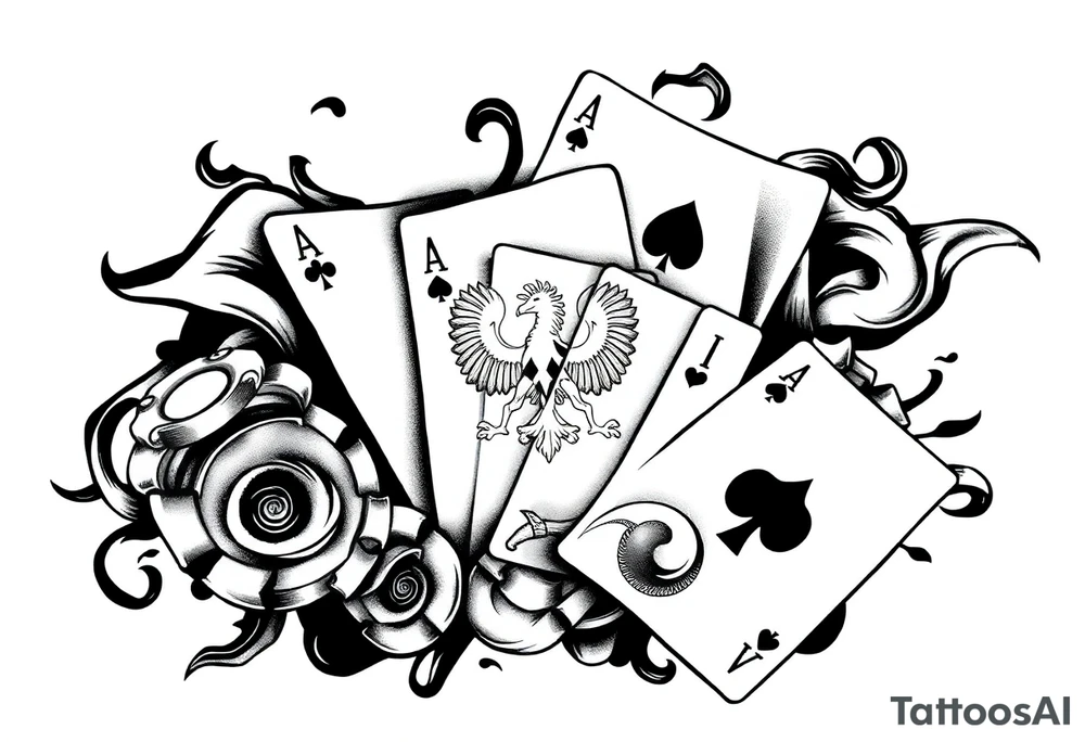 Poland symbol and poker cards Add casino money to it. tattoo idea