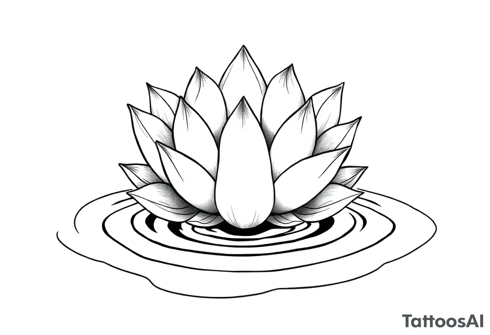 serene lotus flower emerging from sacred waters with ripples tattoo idea
