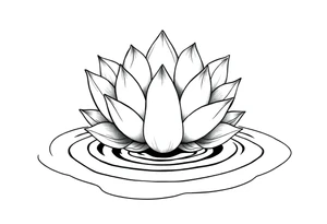 serene lotus flower emerging from sacred waters with ripples tattoo idea
