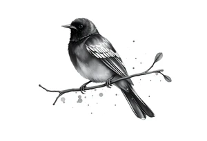 Male European Blackbird on a branch tattoo idea tattoo idea