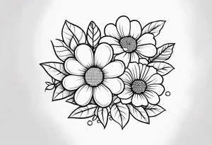 Flowers and lego bricks tattoo idea