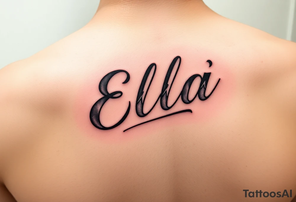 Ella name tattooed with hockey theme tattoo idea