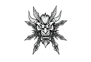 Abstract asterisk with a Japanese folklore demon tattoo idea