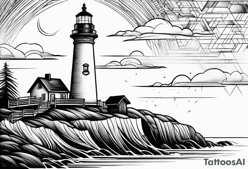 Lighthouse together with house tattoo idea