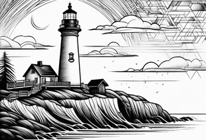 Lighthouse together with house tattoo idea