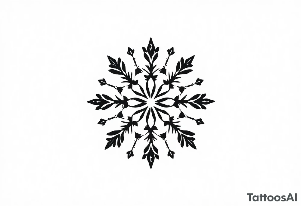 a round floral pattern containing symbols and icons for christmas, winter, mistletoe, oklive branches tattoo idea