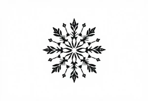 a round floral pattern containing symbols and icons for christmas, winter, mistletoe, oklive branches tattoo idea