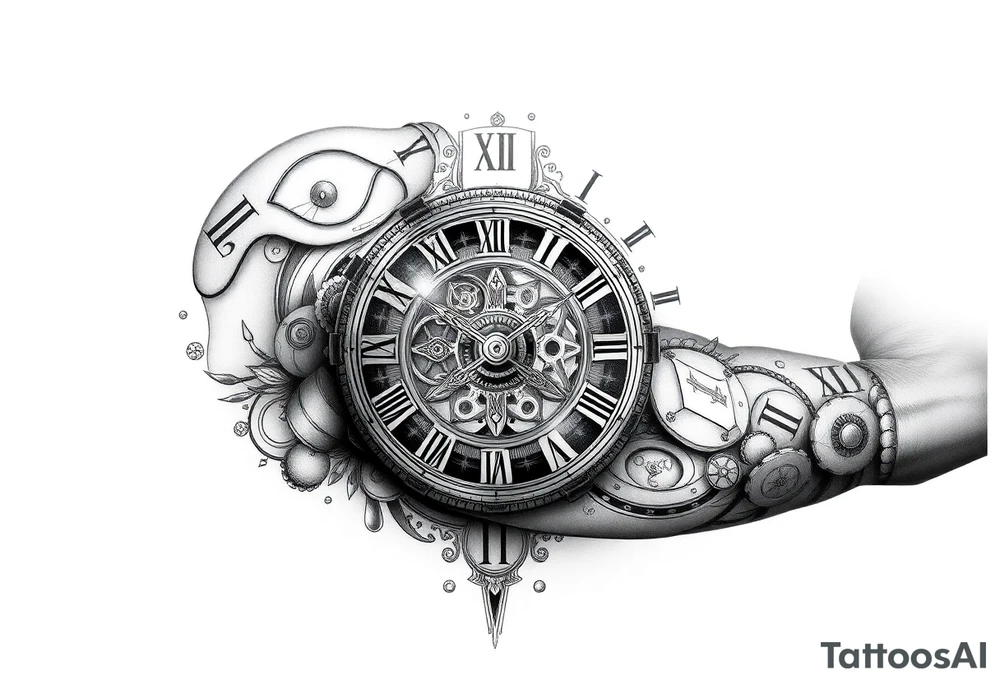 vintage roman numerals within ornate clockwork mechanism tattoo idea vintage roman numerals within ornate clockwork mechanism tattoo idea