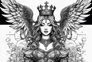 Neck tattoo angels and clouds and crowns and space tattoo idea
