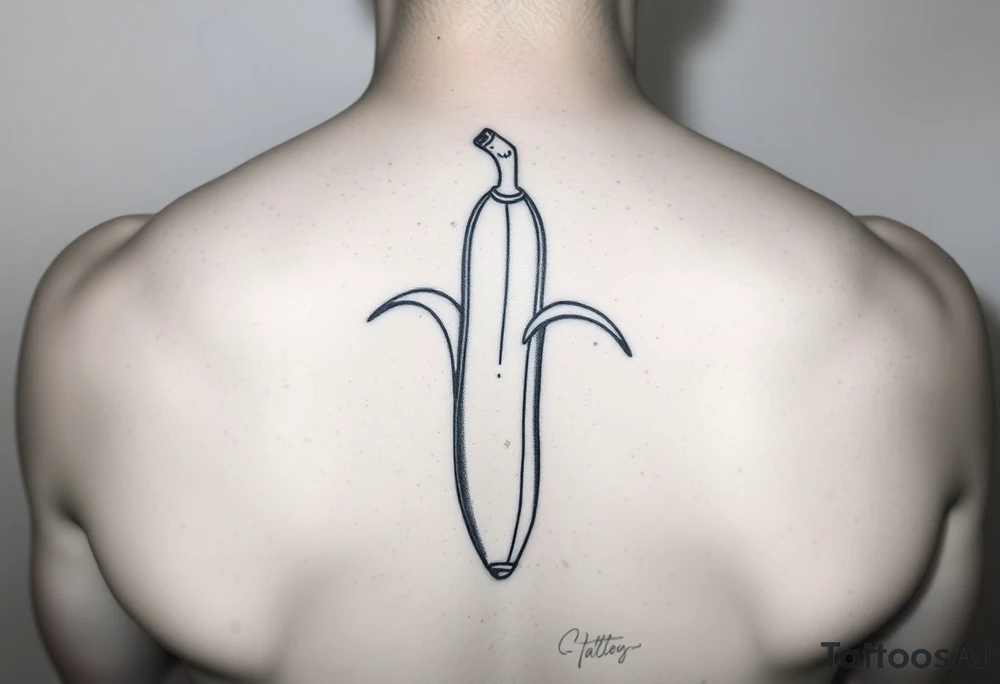 Erect penis disguised as a banana tattoo idea