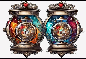 Confusion chaos heart in a sand timer tattoo idea
