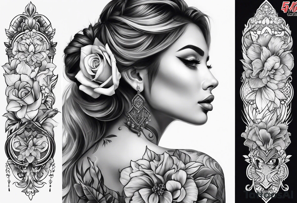Feminine sleeve tattoo idea