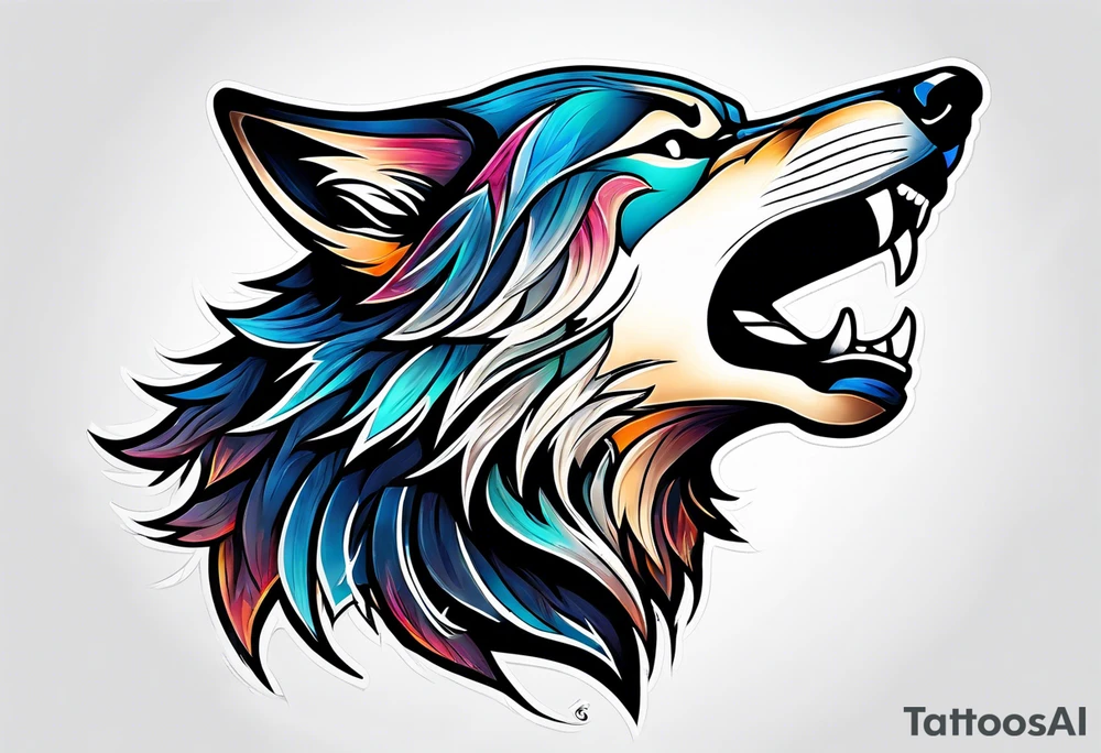 Wolf howling tattoo idea
