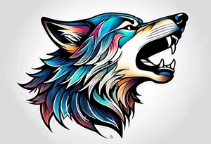 Wolf howling tattoo idea